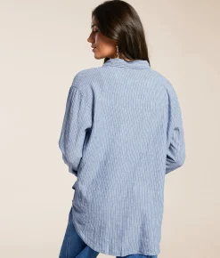 Z Supply Melody Striped Shirt Sky Blue