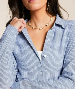 Z Supply Melody Striped Shirt Sky Blue