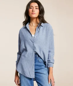 Z Supply Melody Striped Shirt Sky Blue