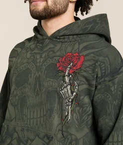 Affliction Memento Mori Hooded Sweatshirt Olive Reactive Best
