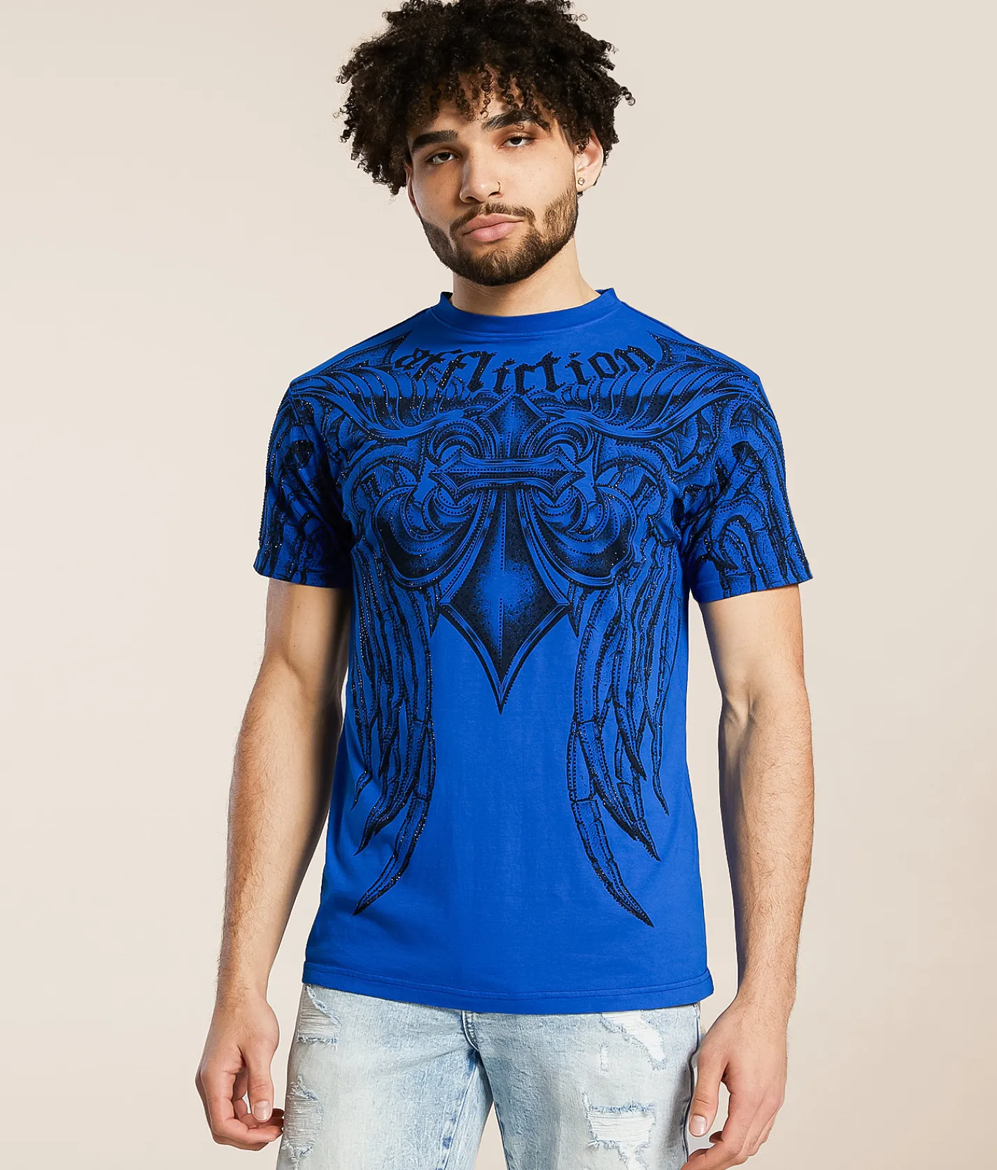 Graphic T-Shirts | Affliction Mercenary T-Shirt Sapphire Blue