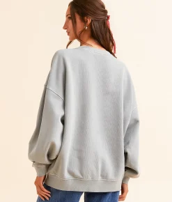 Modish Rebel Merry Merry Merry Oversized Pullover Washed Grey Discount