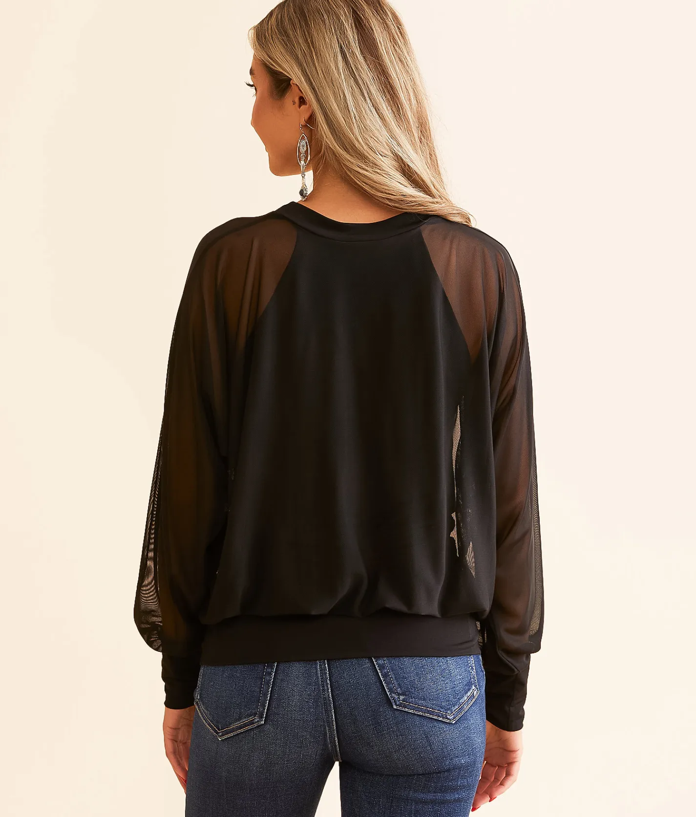Daytrip Mesh Dolman Top Ivory Outlet