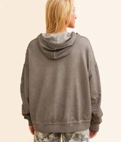 Tops | Gilded Intent Mesh Inset Hooded Sweatshirt Bungee Cord