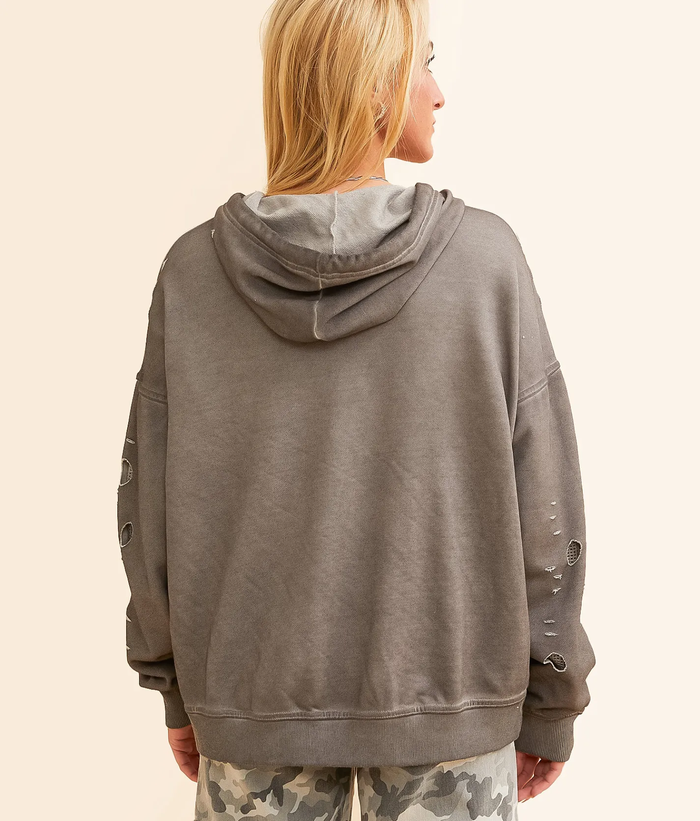 Tops | Gilded Intent Mesh Inset Hooded Sweatshirt Bungee Cord