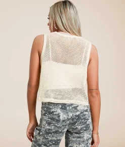 Gilded Intent Mesh Tank Top Cream Best