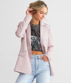 Tops|Coats & Jackets | Know One Cares Metallic Blazer Pink