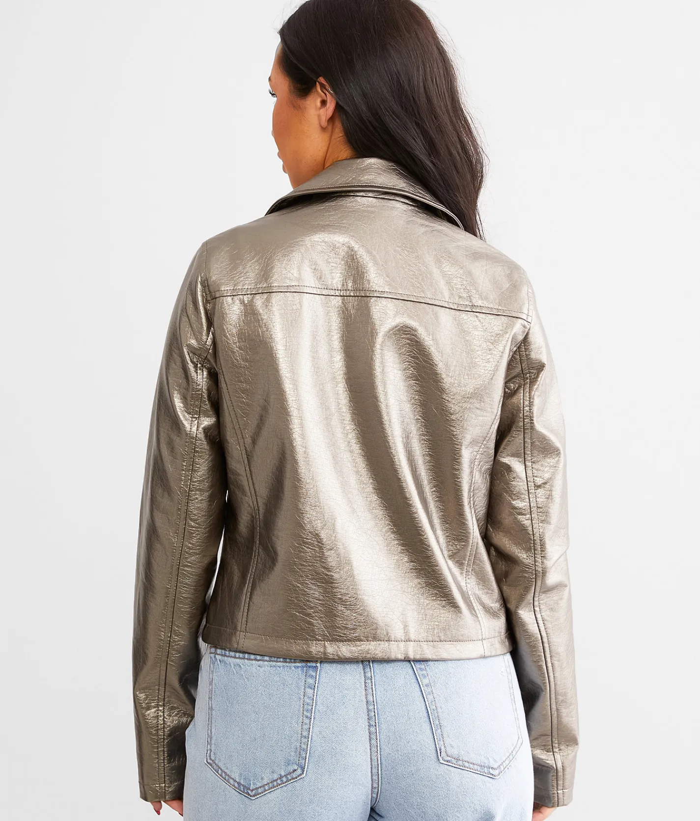 Willow & Root Metallic Moto Jacket Pewter Sale
