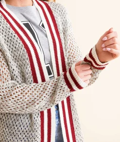 DH Apparel Metallic Open Stitch Cardigan Sweater Grey Best