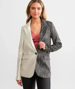 Tops|Coats & Jackets | A. Peach Metallic Split Blazer Black Cream