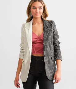 Tops|Coats & Jackets | A. Peach Metallic Split Blazer Black Cream