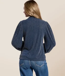 Daytrip Metallic Striped Top Navy Best