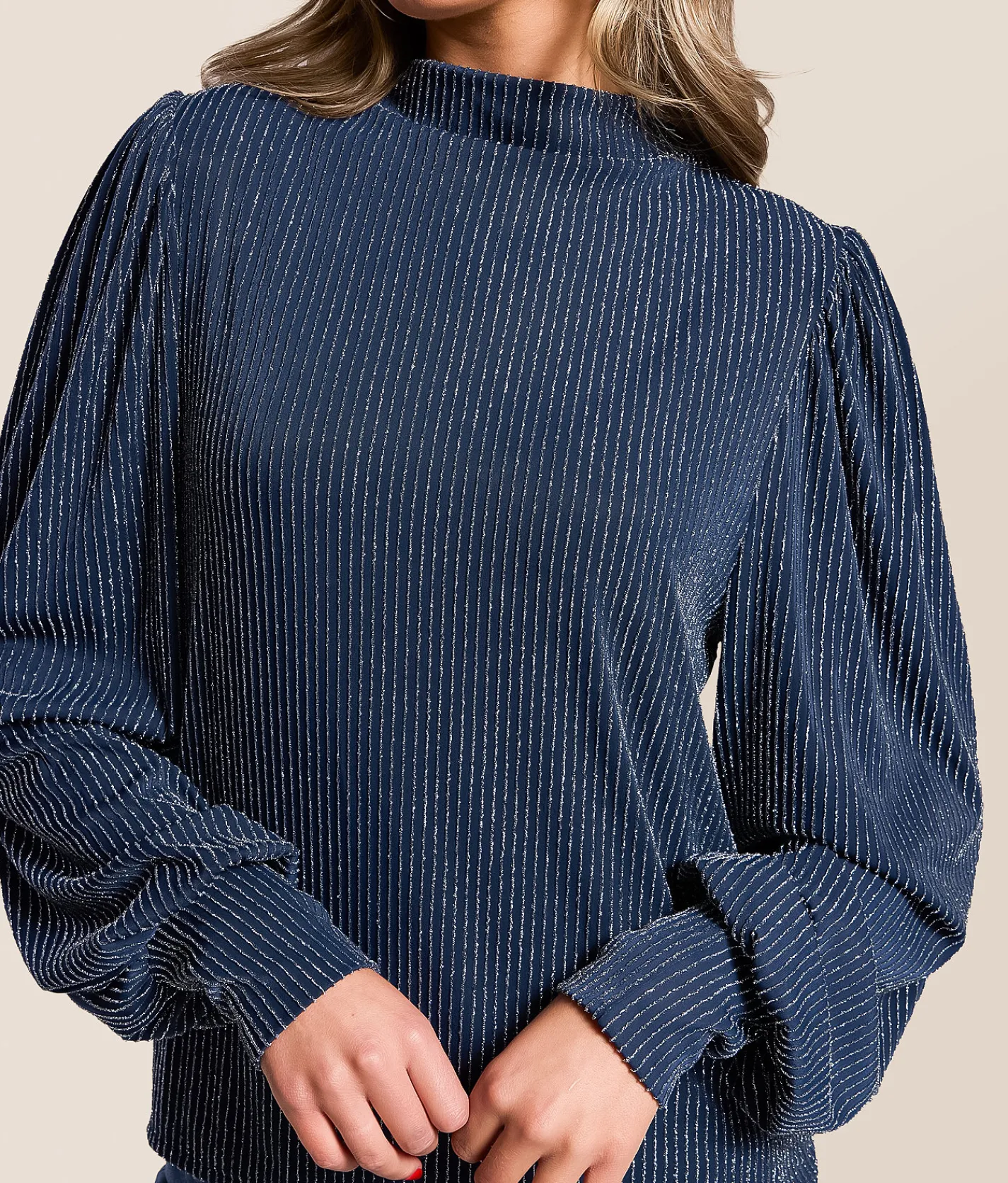Daytrip Metallic Striped Top Navy Best