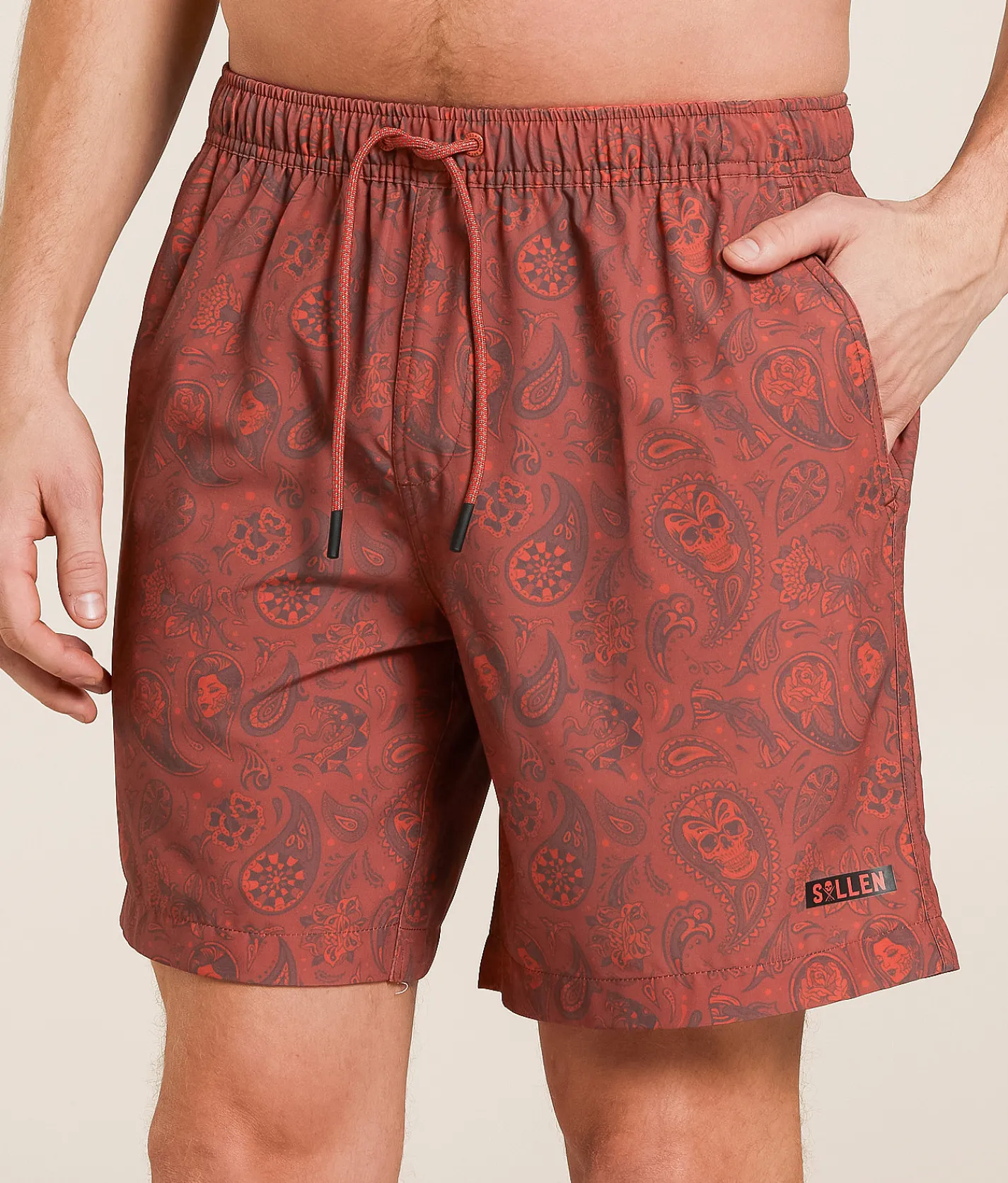 Sullen Mexicali Stretch Swim Trunks Red Outlet