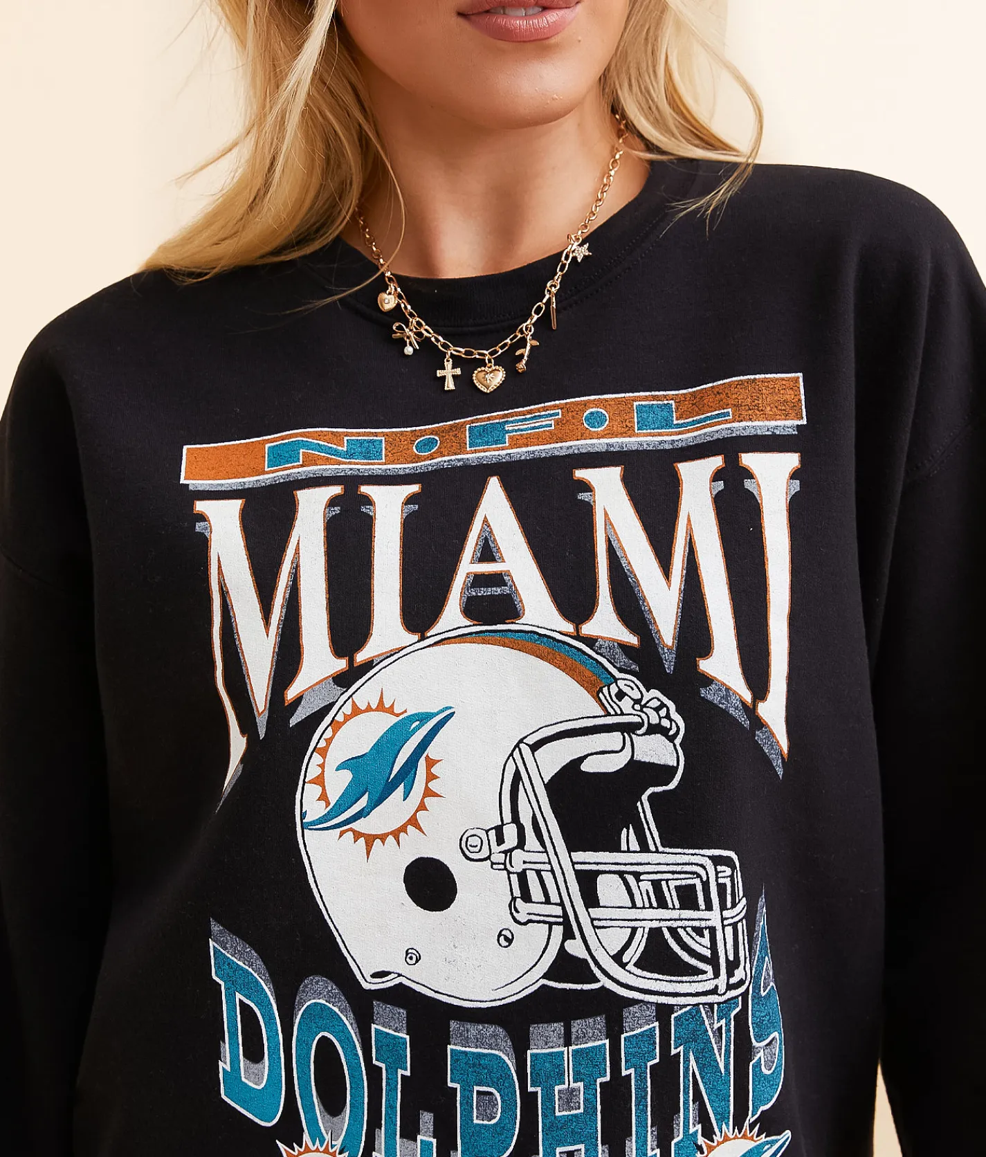 Junkfood Miami Dolphins Helmet Pullover Black New