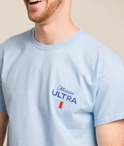 Brew City Michelob Ultra Chip T-Shirt Light Blue Discount