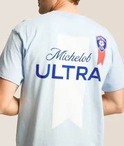JEDCo Michelob Ultra Football Club T-Shirt Light Blue Discount