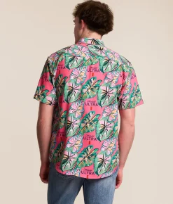 Tropical Bros. Michelob Ultra Fronds Stretch Shirt Pink Hot