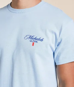 Brew City Michelob Ultra Golf Ball T-Shirt Light Blue Online
