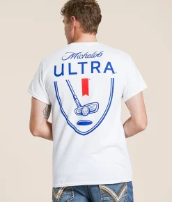Tops | Brew City Michelob Ultra Golf Crest T-Shirt White