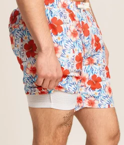 Bottoms | Tropical Bros. Michelob Ultra Hawaiian Stretch Swim Trunks White