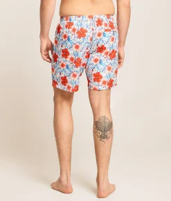 Tropical Bros. Michelob Ultra Hawaiian Stretch Swim Trunks White New