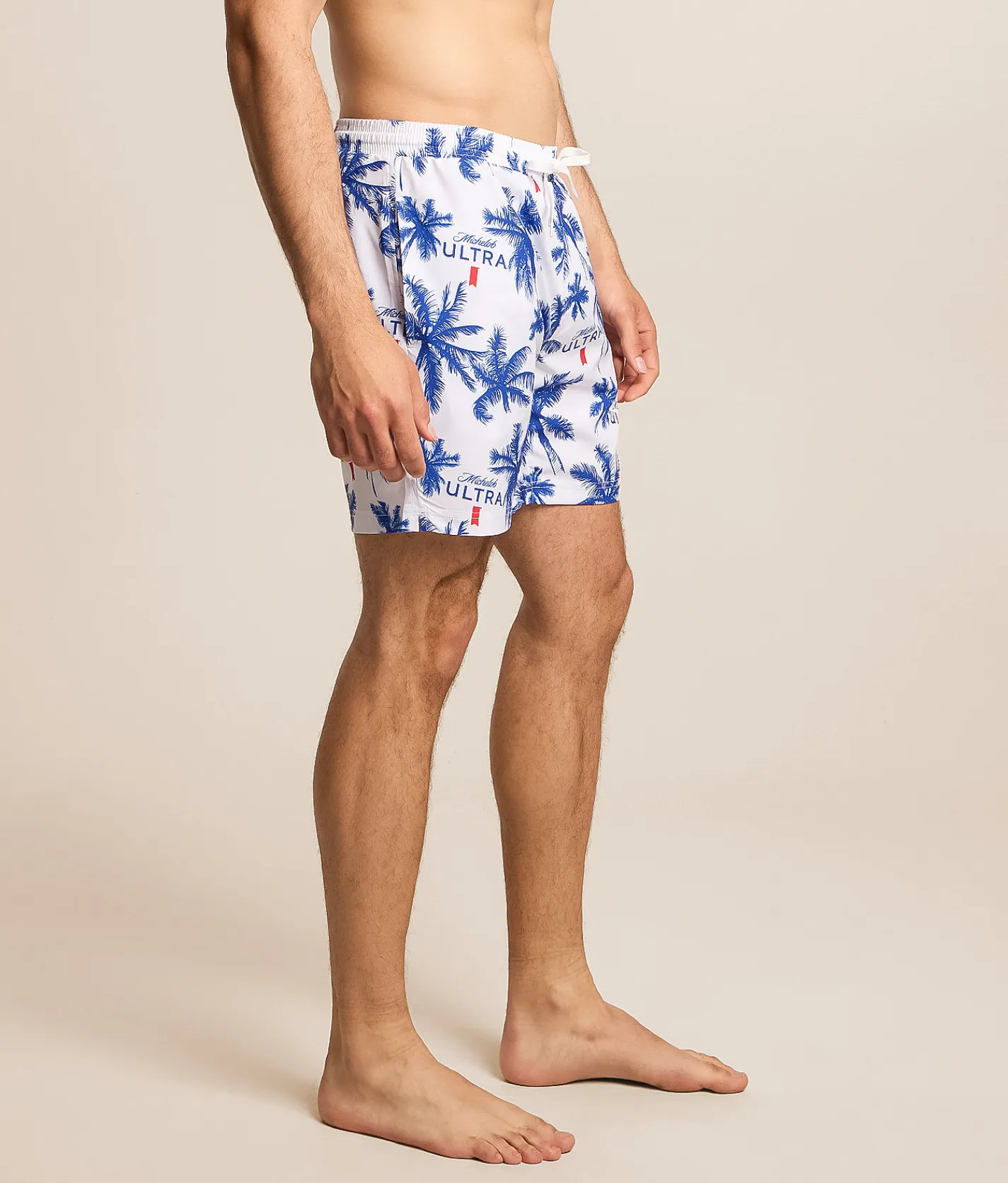 Bottoms | Tropical Bros. Michelob Ultra Palm Stretch Swim Trunks White