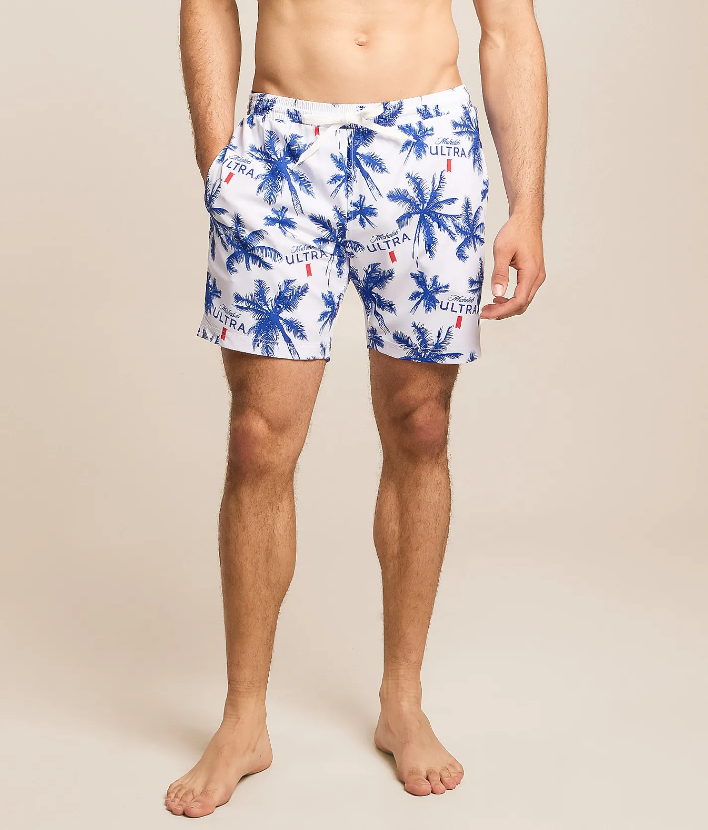 Bottoms | Tropical Bros. Michelob Ultra Palm Stretch Swim Trunks White
