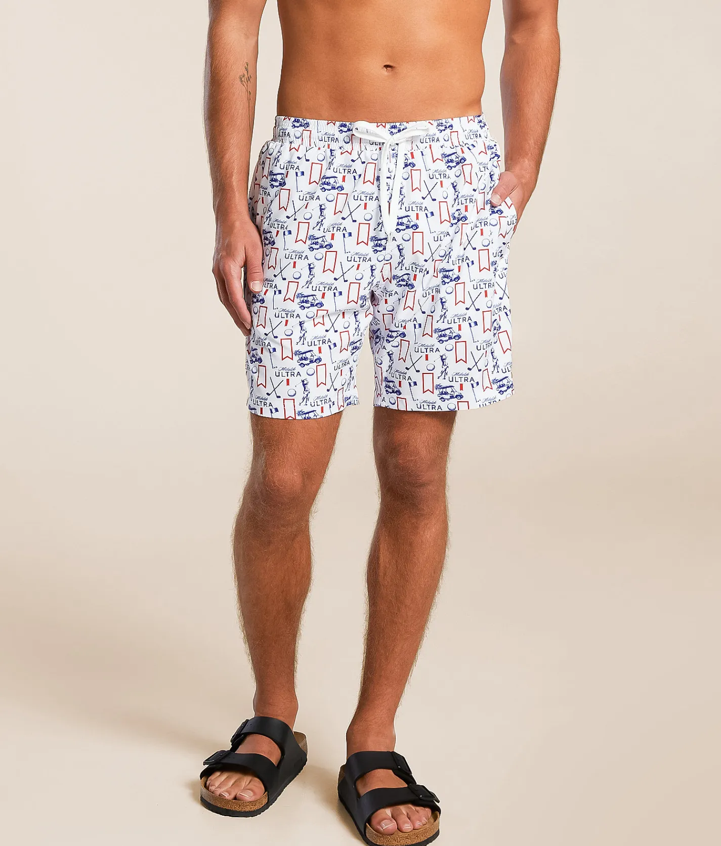 Bottoms|Swimwear | Tropical Bros Michelob Ultra® Stretch Swim Trunks White