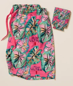 Tropical Bros. Michelob Ultra Stretch Swim Trunks Pink Hot