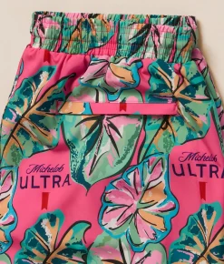 Tropical Bros. Michelob Ultra Stretch Swim Trunks Pink Hot