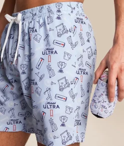 Bottoms|Swimwear | Tropical Bros. Michelob Ultra Swim Trunks Blue