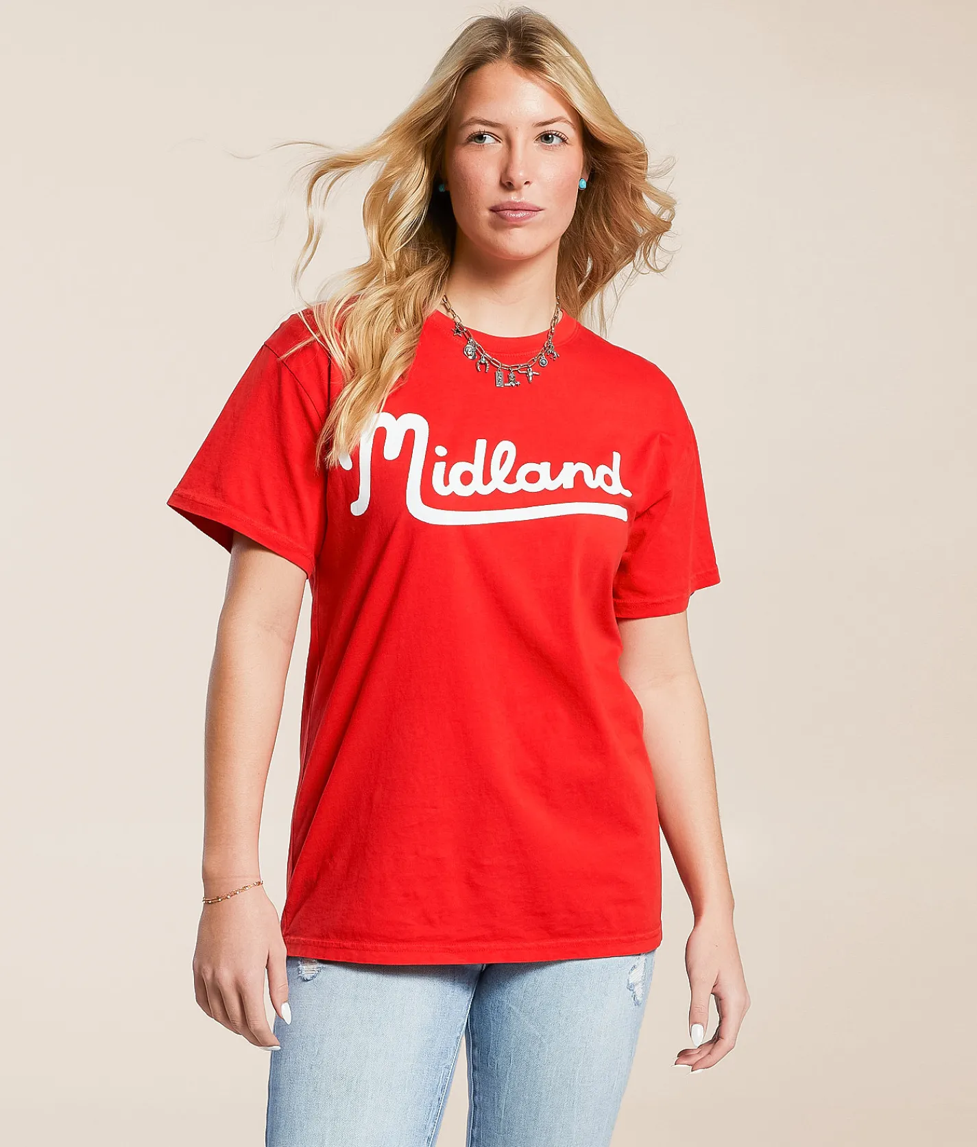 Tops | Bravado Midland Oversized Band T-Shirt Red