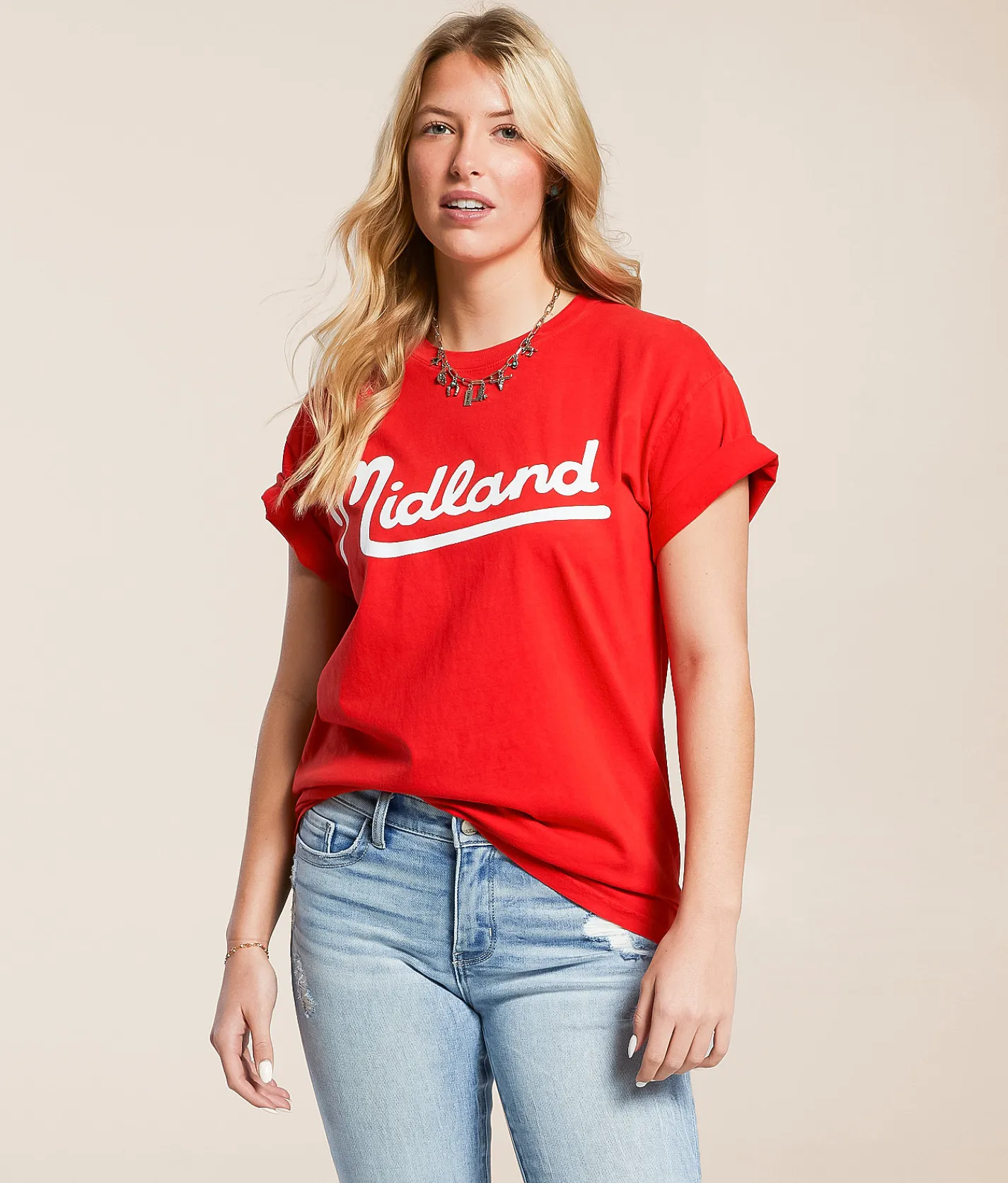 Tops | Bravado Midland Oversized Band T-Shirt Red
