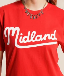 Tops | Bravado Midland Oversized Band T-Shirt Red
