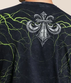 Affliction Midnight Legion T-Shirt Black Lava Wash New