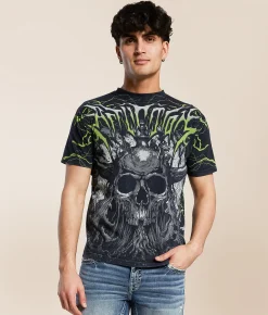 Affliction Midnight Legion T-Shirt Black Lava Wash New
