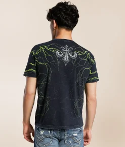 Affliction Midnight Legion T-Shirt Black Lava Wash New