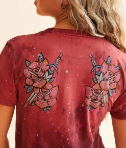 Affliction Midnight Mystic T-Shirt Cranberry Pigment Dye