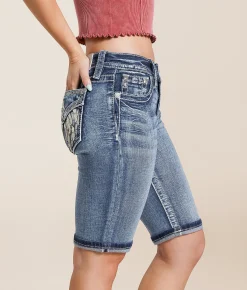 Miss Me Mid-Rise Bermuda Stretch Short K1282 New