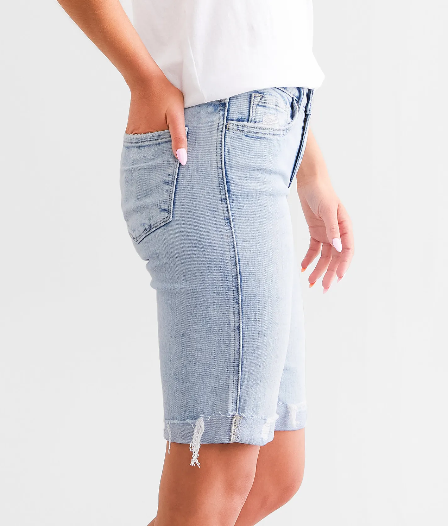 Bottoms|Shorts | Flying Monkey Mid-Rise Bermuda Stretch Short Blue Ice