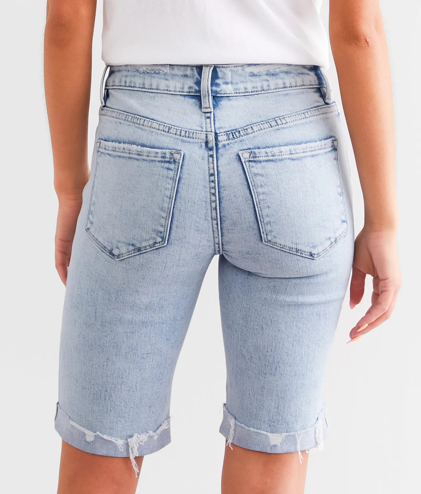 Bottoms|Shorts | Flying Monkey Mid-Rise Bermuda Stretch Short Blue Ice
