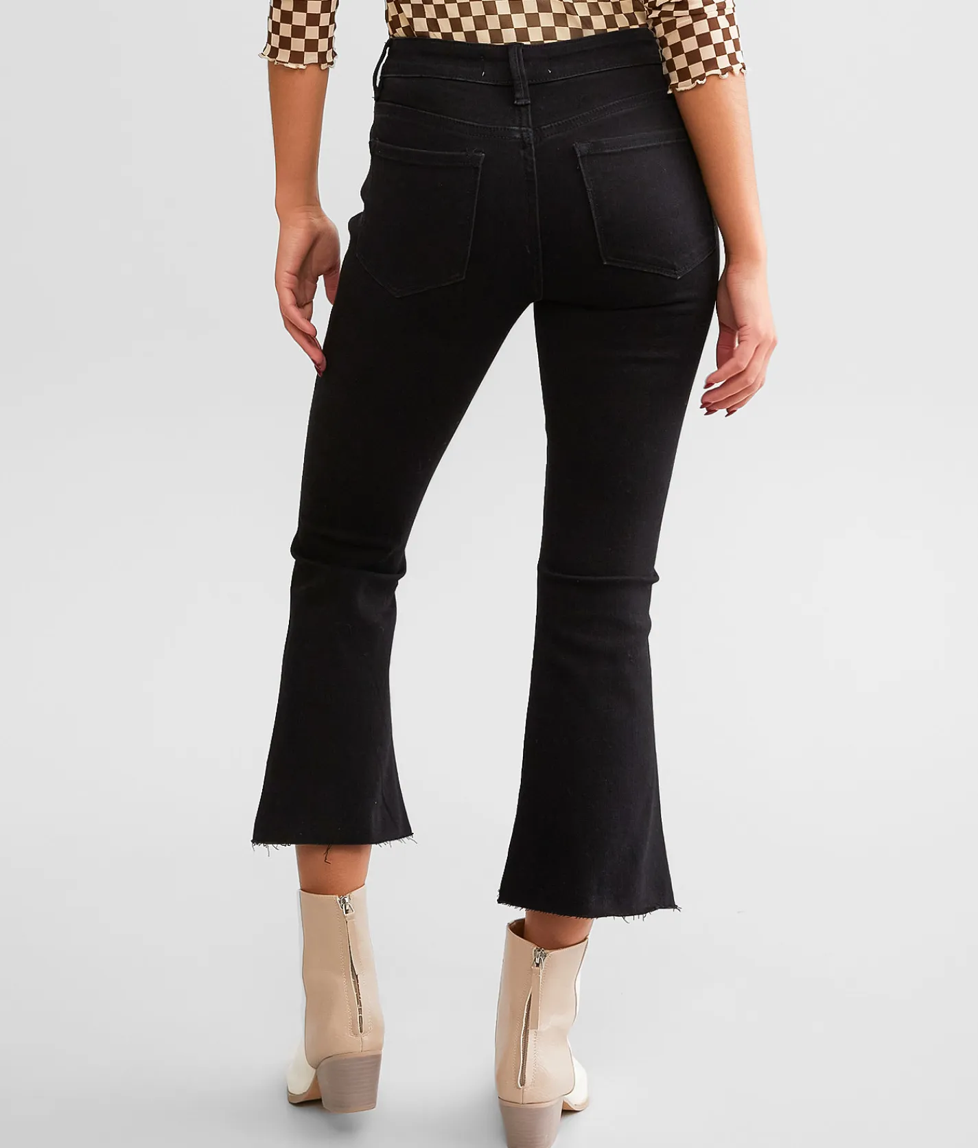 Jeans|Bottoms | Flying Monkey Mid-Rise Cropped Flare Stretch Jean Jet Black