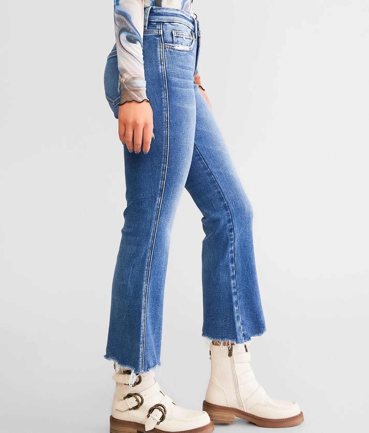 Jeans|Bottoms | Flying Monkey Mid-Rise Cropped Flare Stretch Jean Intrigue