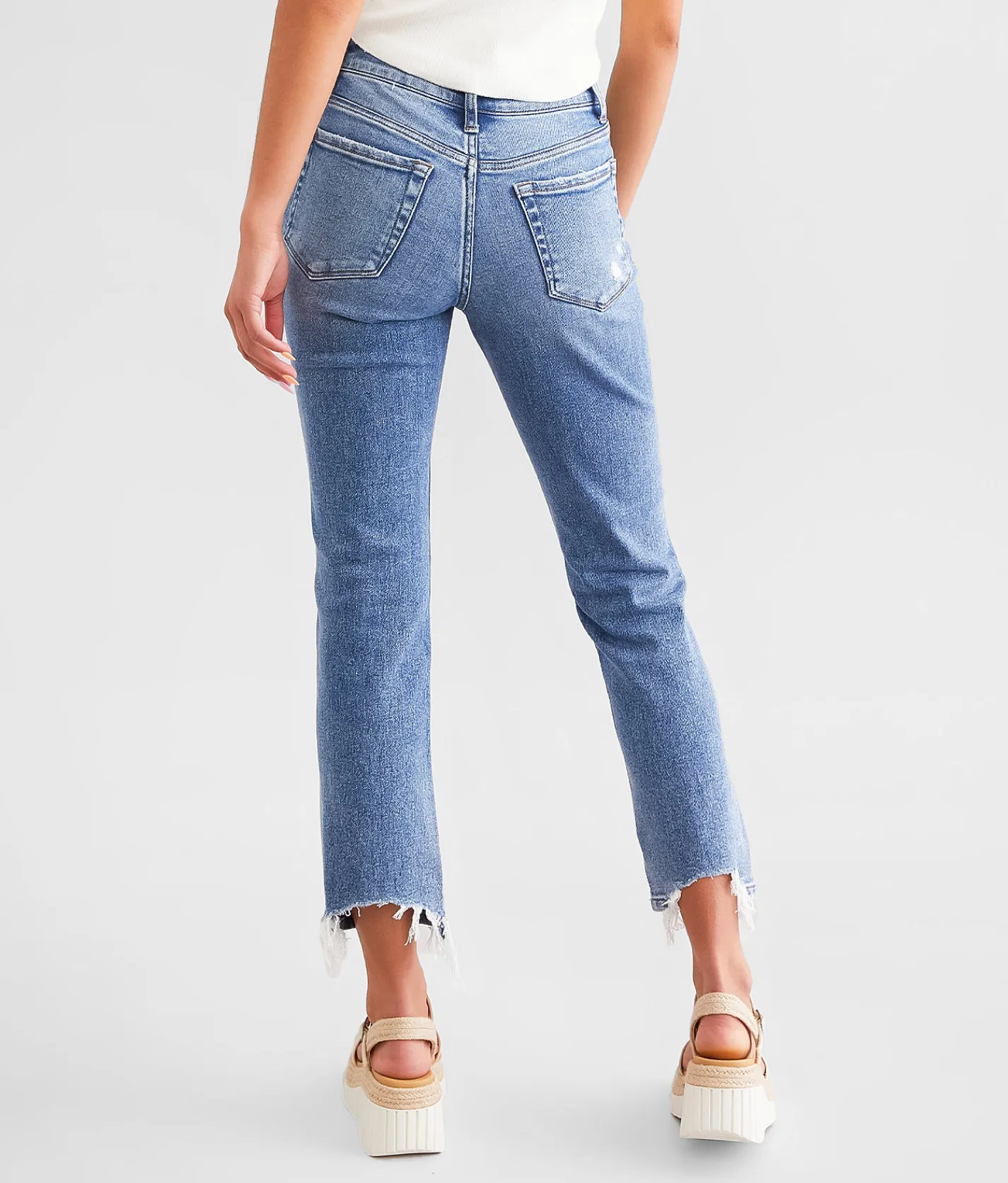 Flying Monkey Mid-Rise Cropped Straight Stretch Jean Blue Century