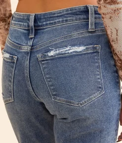 Flying Monkey Mid-Rise Cropped Straight Stretch Jean Lady Blue Best