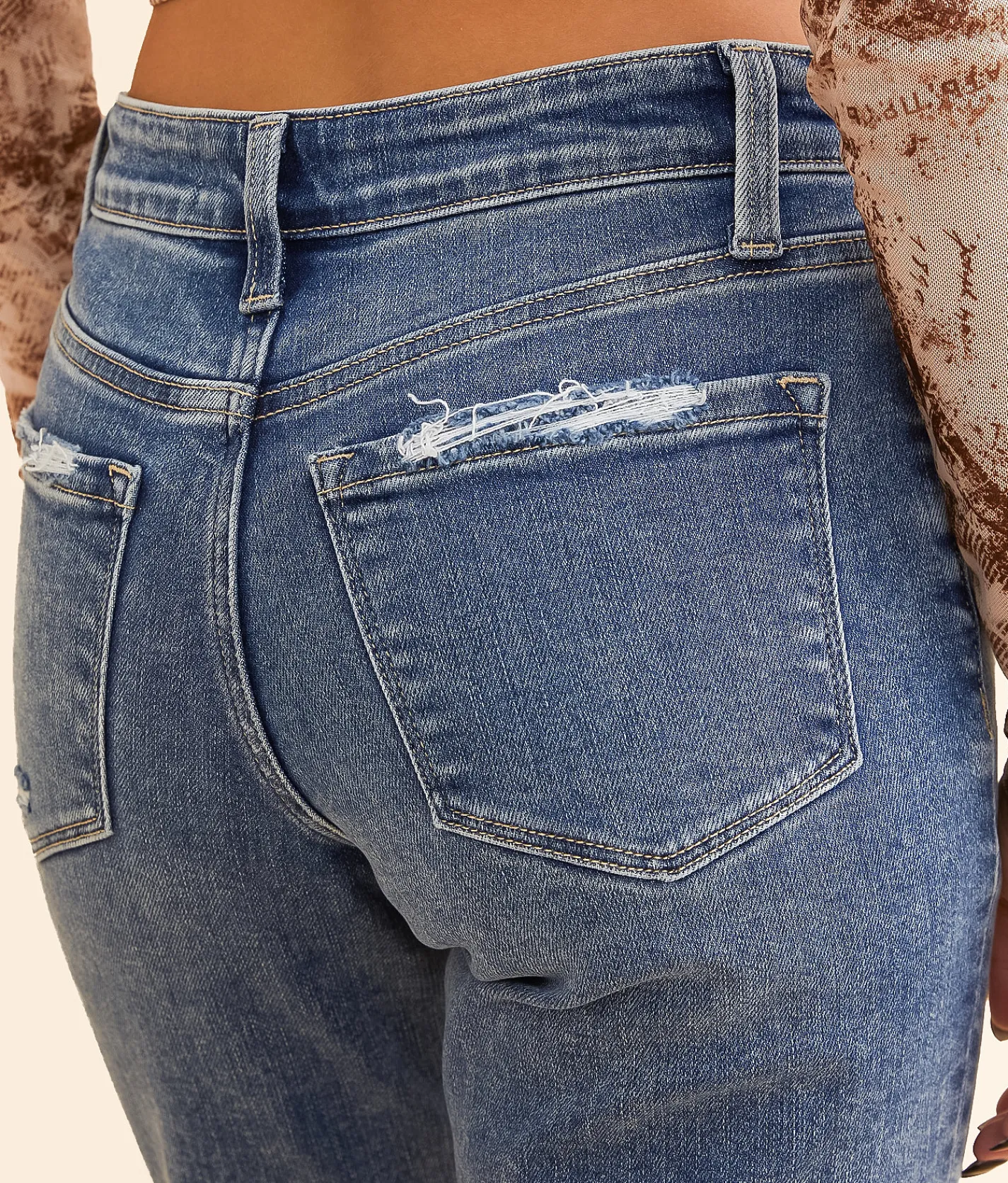 Flying Monkey Mid-Rise Cropped Straight Stretch Jean Lady Blue Best