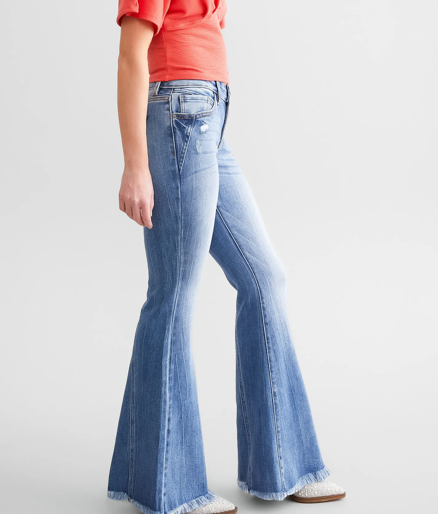 KanCan Signature Mid-Rise Flare Stretch Jean Nile Clearance