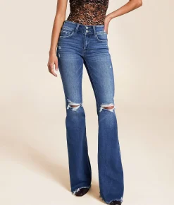 Jeans|Bottoms | Flying Monkey Mid-Rise Flare Stretch Jean Refined Summit