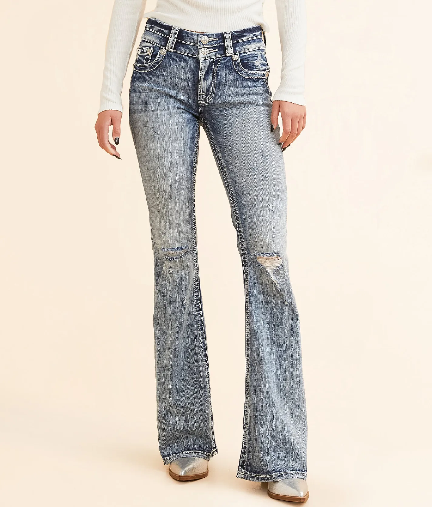 Jeans|Bottoms | Miss Me Mid-Rise Flare Stretch Jean M819C